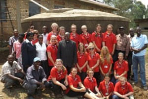 The group of Guides in front of the completed rainwater collection tank