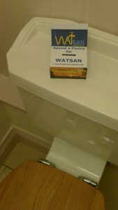 WATSAN collection box on top of a toilet