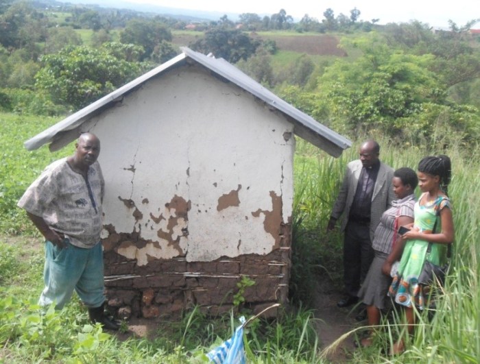 Crumbling latrine at Bwambara Church